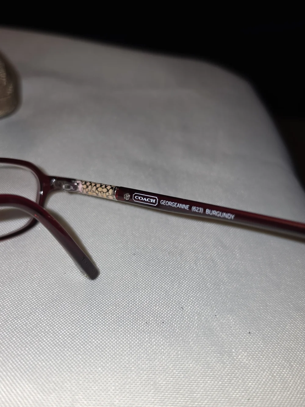 Brown Signature Pattern Glasses Case with Burgundy Reading Glasses